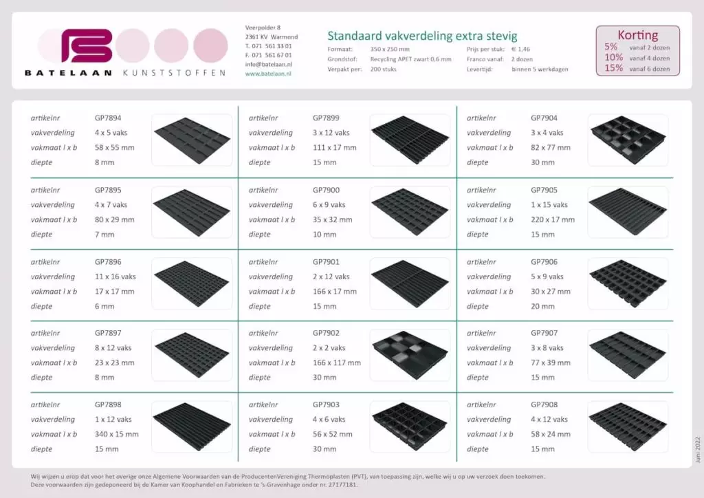Standaard trays zwart pet